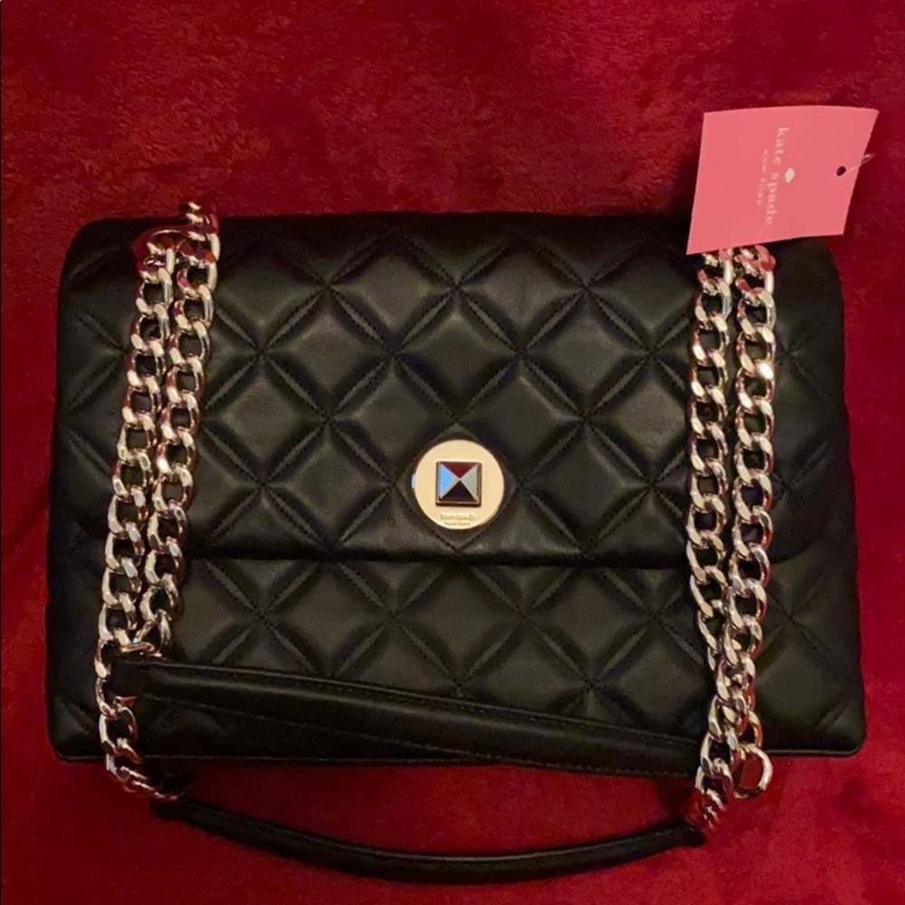 Black kate spade Natalia Medium Flap Quilted Bag